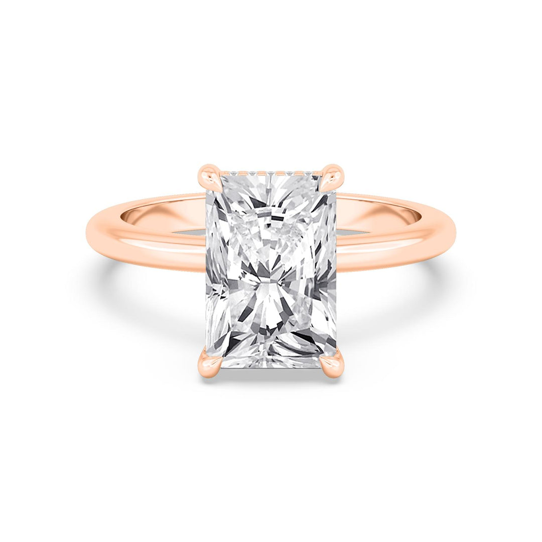 IGI Graded 3.02ct Radiant Cut with Round Brilliant Hidden Halo Lab-Grown Diamond Engagement Ring in 14k Rose Gold