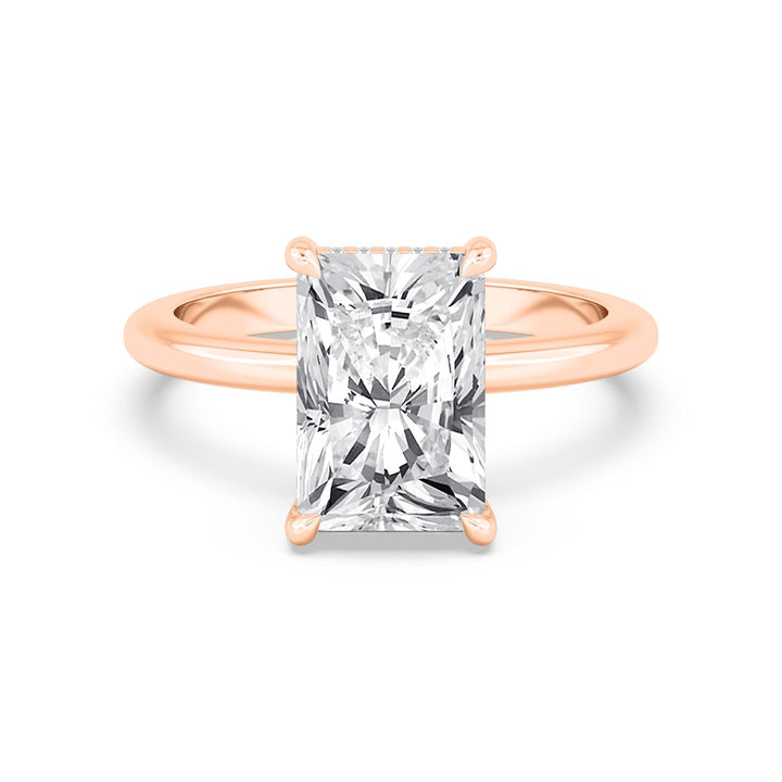 IGI Graded 3.02ct Radiant Cut with Round Brilliant Hidden Halo Lab-Grown Diamond Engagement Ring in 14k Rose Gold