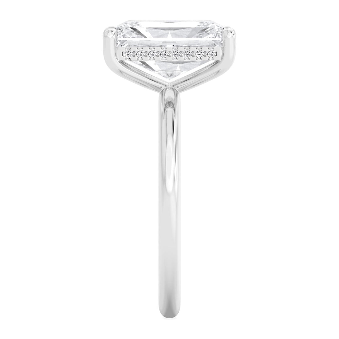 IGI Graded 3.02ct Radiant Cut with Round Brilliant Hidden Halo Lab-Grown Diamond Engagement Ring in 14k White Gold