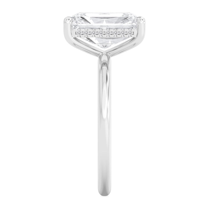 IGI Graded 3.02ct Radiant Cut with Round Brilliant Hidden Halo Lab-Grown Diamond Engagement Ring in 14k White Gold