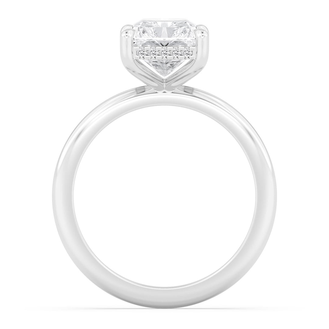 IGI Graded 3.02ct Radiant Cut with Round Brilliant Hidden Halo Lab-Grown Diamond Engagement Ring in 14k White Gold