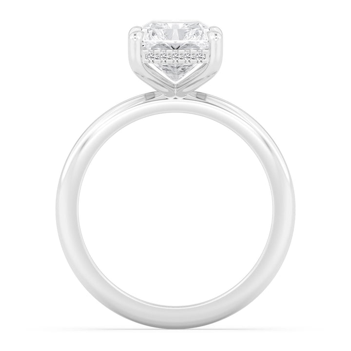 IGI Graded 3.02ct Radiant Cut with Round Brilliant Hidden Halo Lab-Grown Diamond Engagement Ring in 14k White Gold