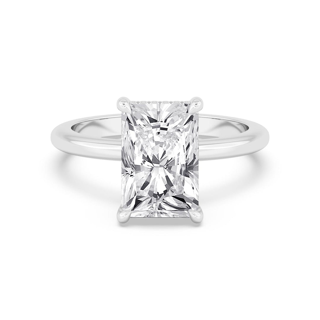 IGI Graded 3.02ct Radiant Cut with Round Brilliant Hidden Halo Lab-Grown Diamond Engagement Ring in 14k White Gold