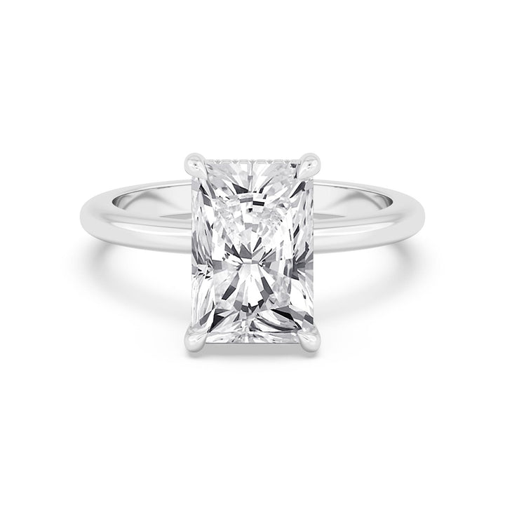 IGI Graded 3.02ct Radiant Cut with Round Brilliant Hidden Halo Lab-Grown Diamond Engagement Ring in 14k White Gold