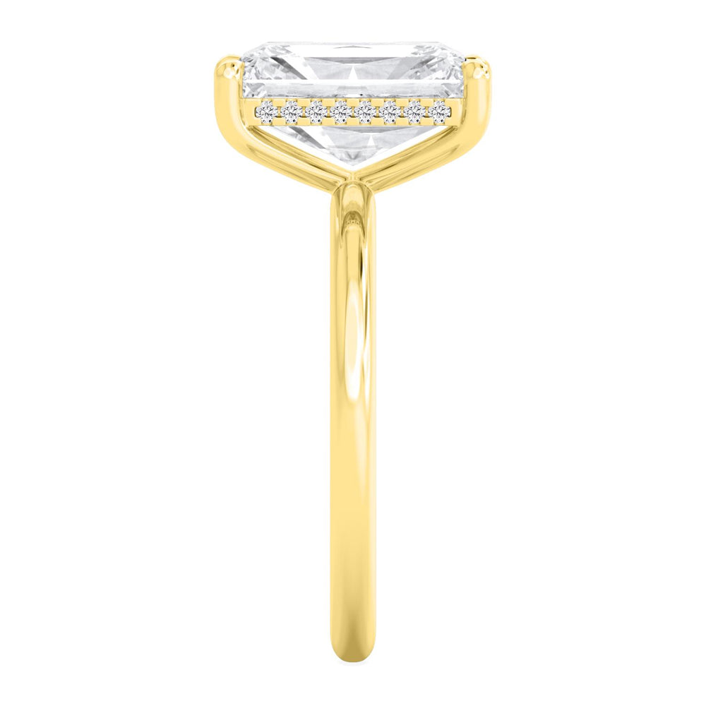 IGI Graded 3.02ct Radiant Cut with Round Brilliant Hidden Halo Lab-Grown Diamond Engagement Ring in 14k Yellow Gold