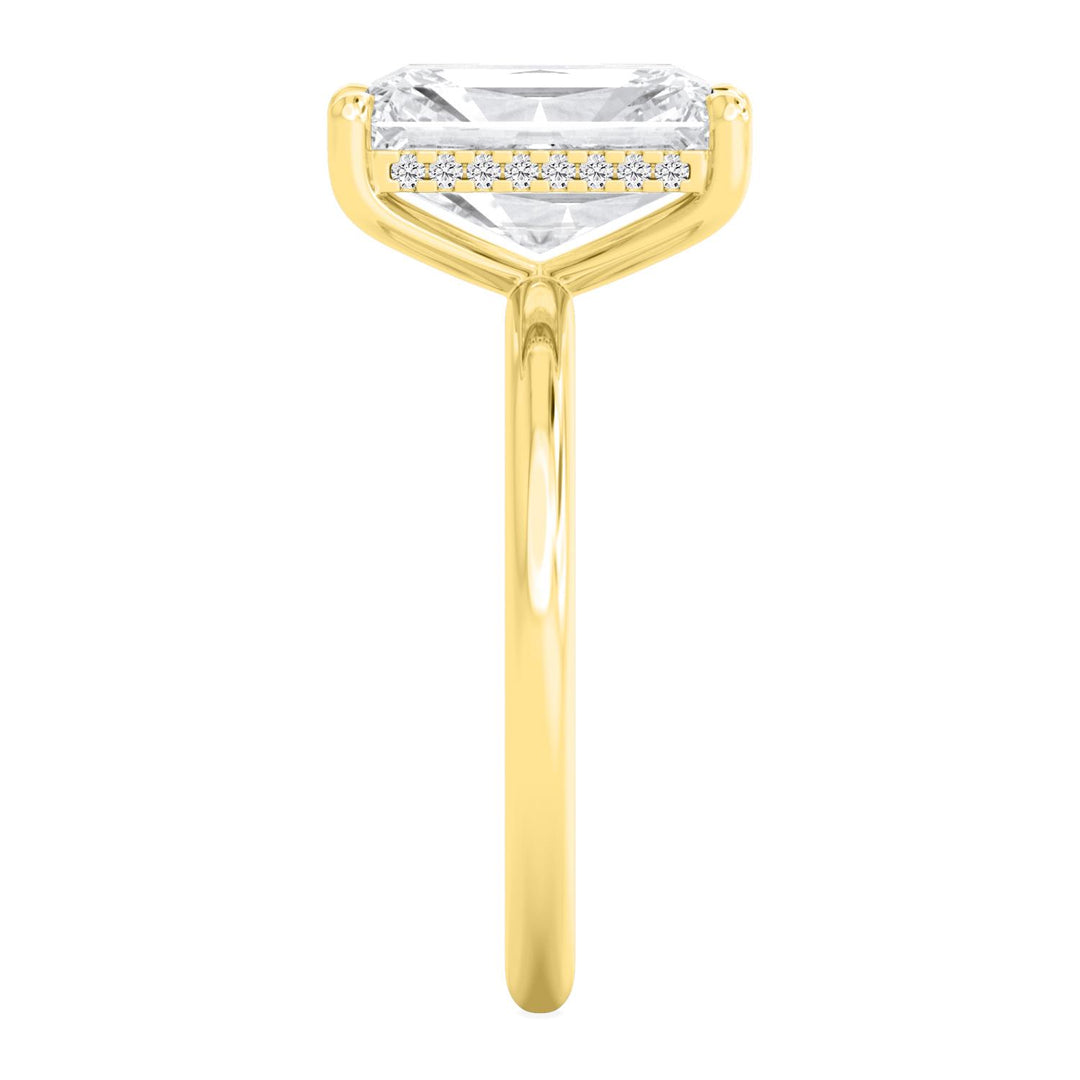 IGI Graded 3.02ct Radiant Cut with Round Brilliant Hidden Halo Lab-Grown Diamond Engagement Ring in 14k Yellow Gold