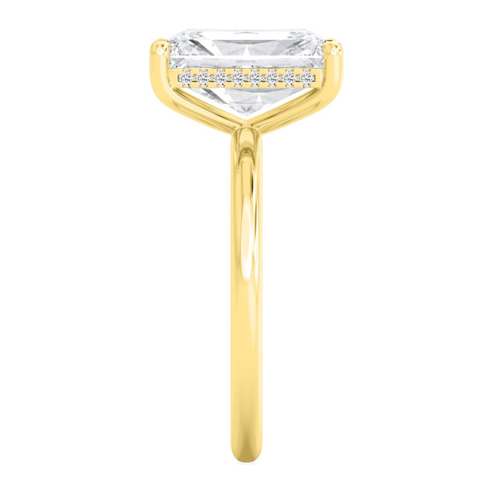 IGI Graded 3.02ct Radiant Cut with Round Brilliant Hidden Halo Lab-Grown Diamond Engagement Ring in 14k Yellow Gold