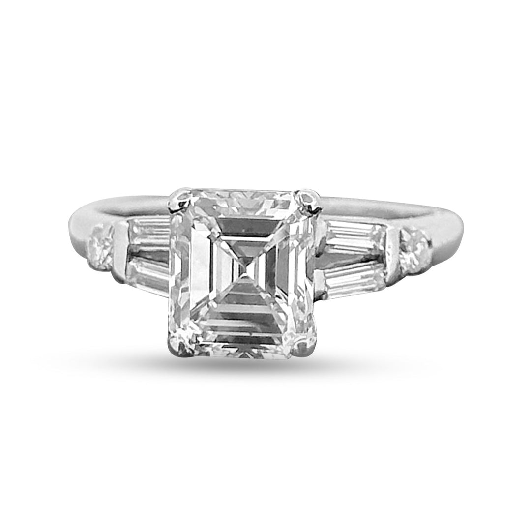 2.12 Carats Emerald Cut Diamond Engagement Ring in Platinum