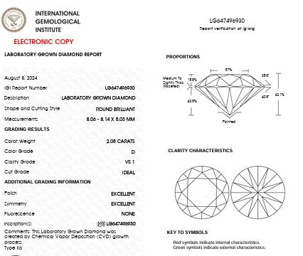 IGI Graded 2.05ct Round Brilliant Center Lab-Grown Diamond Engagement Ring in 14k White Gold