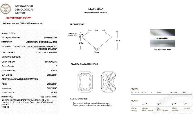 IGI Graded 3.03ct Radiant Cut Center with Hidden Halo Lab-Grown Diamond Eternity Engagement Ring in 14k White Gold