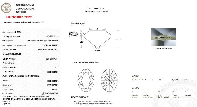 IGI Graded 3.05ct Oval Center with Round Brilliant Hidden Halo Lab-Grown Diamond Engagement Ring in 14k White Gold