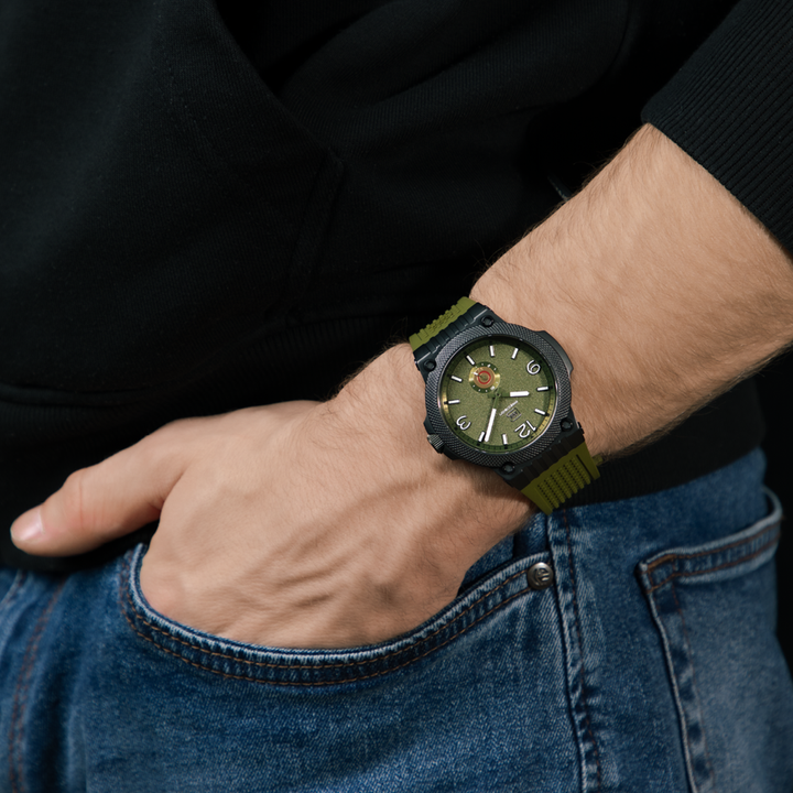GLOCK GW-43-2-24 43mm Quartz Watch with Silicone Strap in Army Green