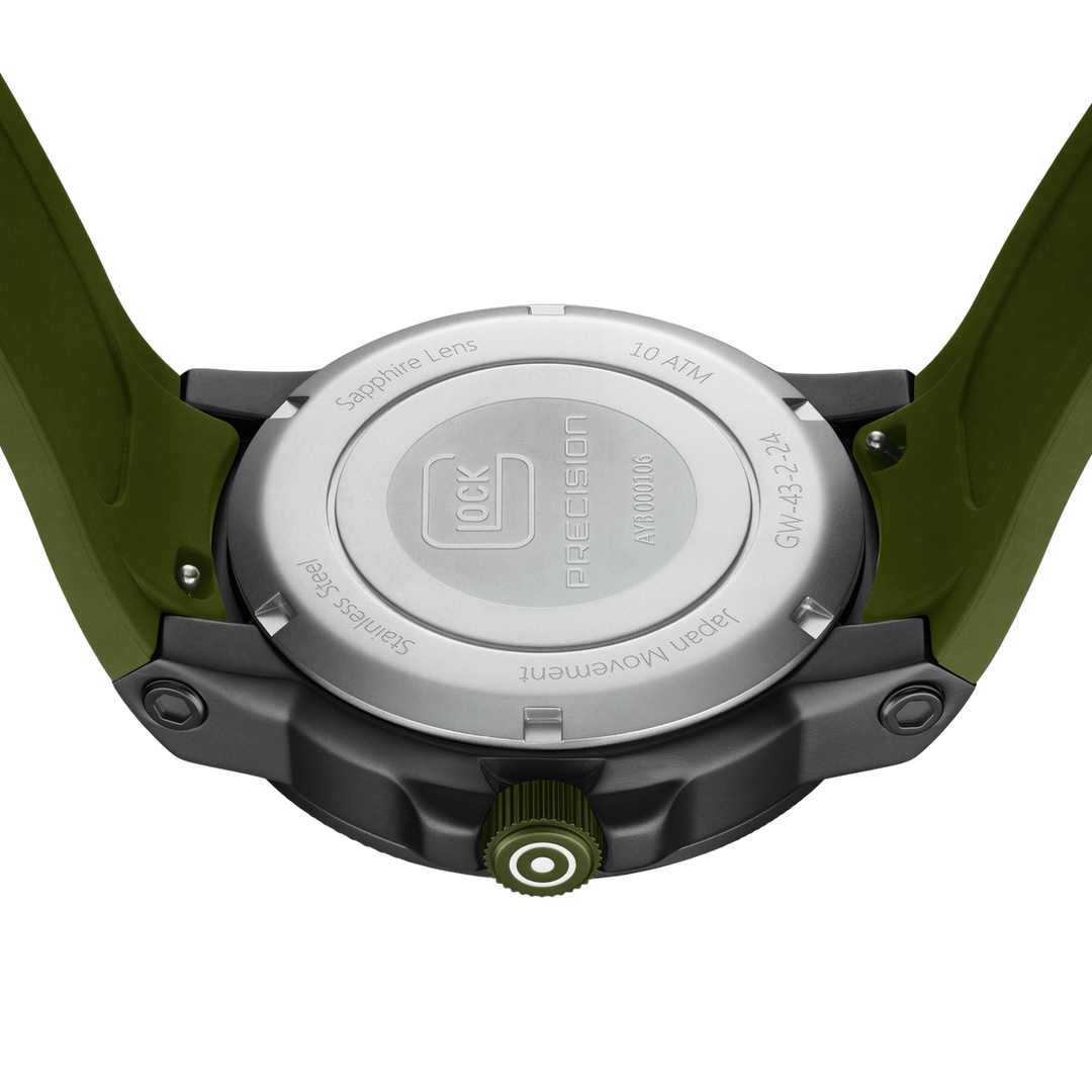 GLOCK GW-43-2-24 43mm Quartz Watch with Silicone Strap in Army Green
