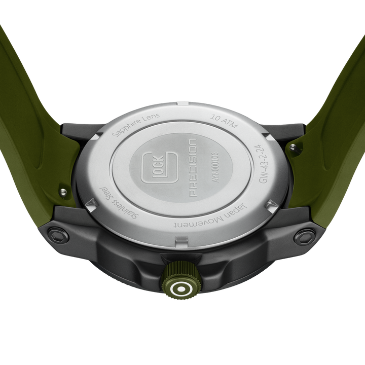 GLOCK GW-43-2-24 43mm Quartz Watch with Silicone Strap in Army Green