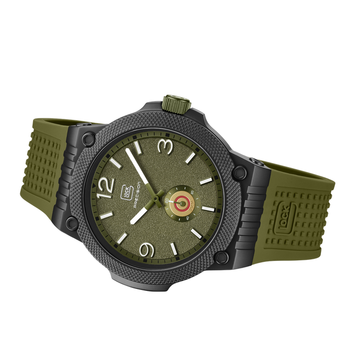 GLOCK GW-43-2-24 43mm Quartz Watch with Silicone Strap in Army Green