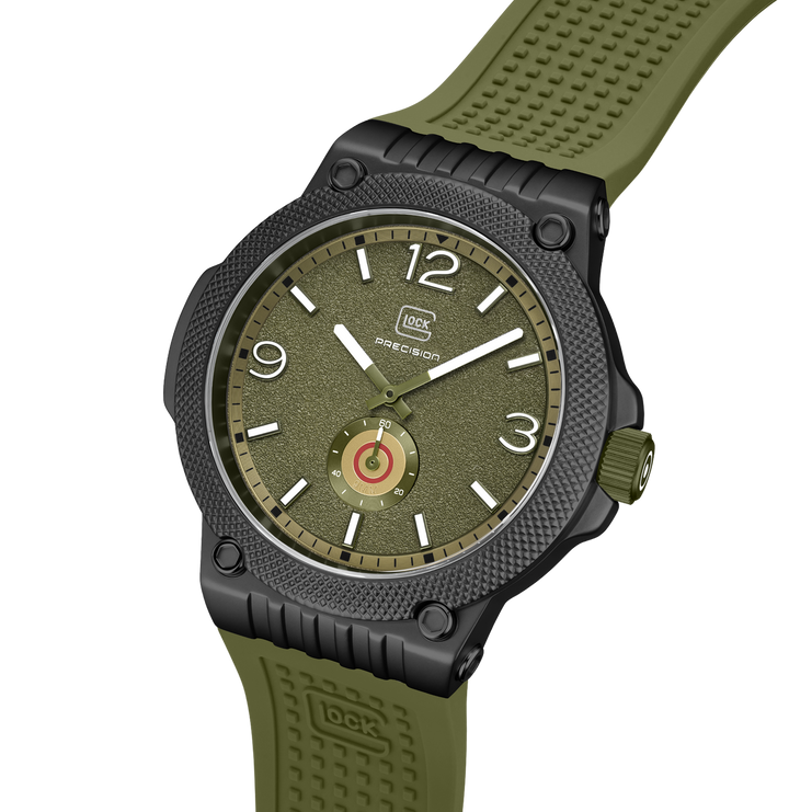 GLOCK GW-43-2-24 43mm Quartz Watch with Silicone Strap in Army Green