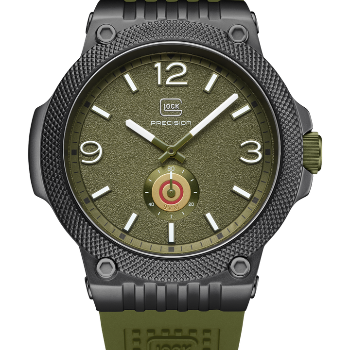 GLOCK GW-43-2-24 43mm Quartz Watch with Silicone Strap in Army Green