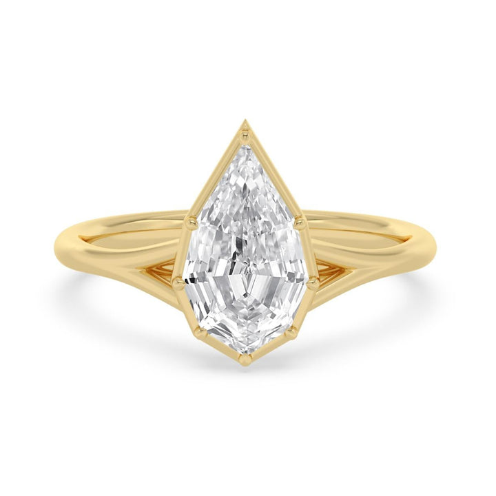 IGI Graded 3.09ct Pear Step-Cut Lab-Grown Diamond Solitaire Engagement Ring in 14k Yellow Gold
