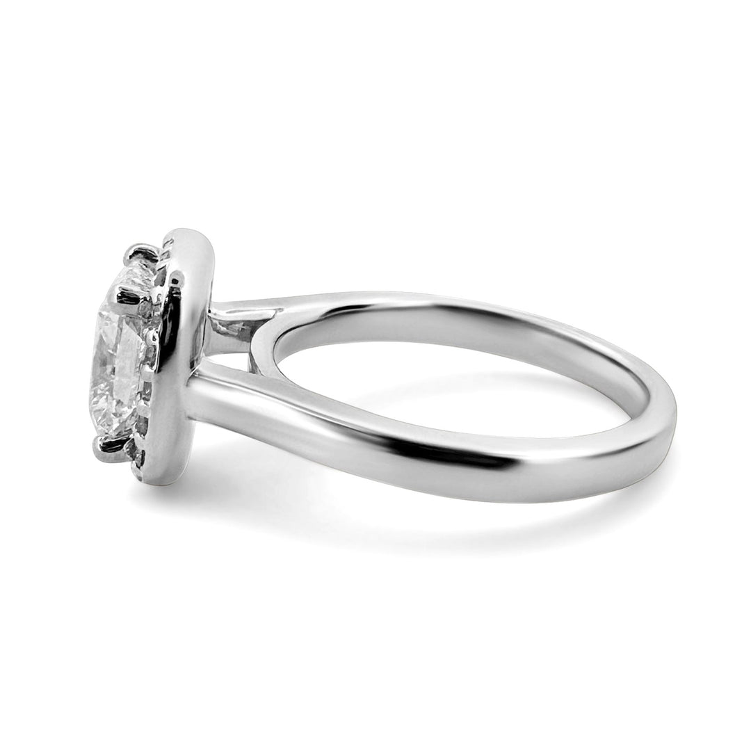 GIA Graded 1.53cts Cushion Cut Natural Diamond Halo Engagement Ring in 14k White Gold
