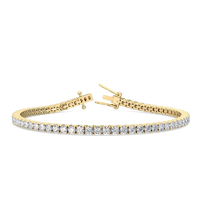 4.02ctw Round Brilliant Cut Lab-Grown Diamond Tennis Bracelet in 14k Yellow  Gold