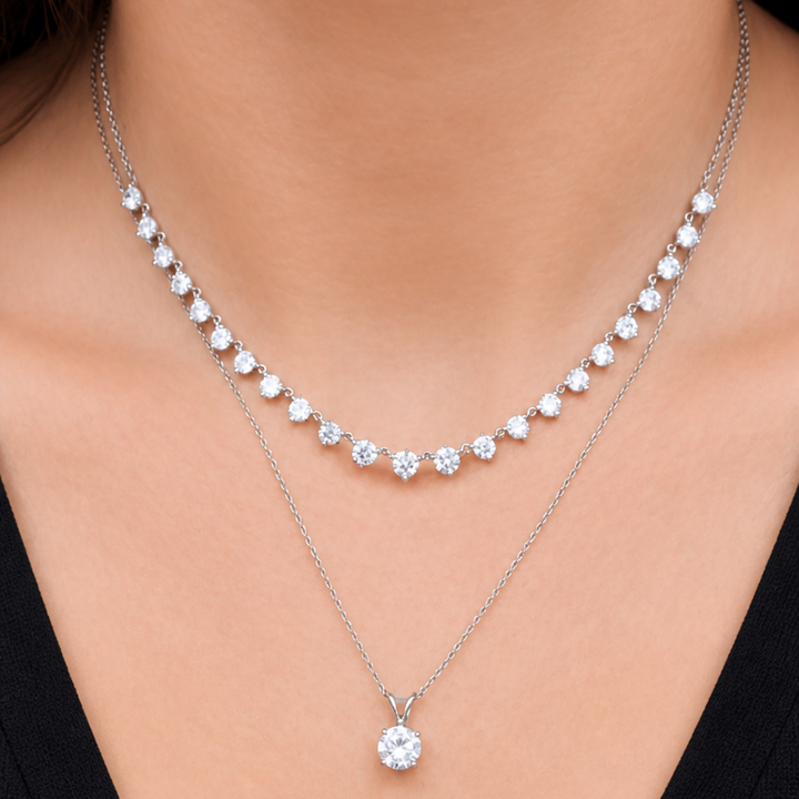 4ctw Round Brilliant Lab-Grown Diamond Necklace in 14k White Gold