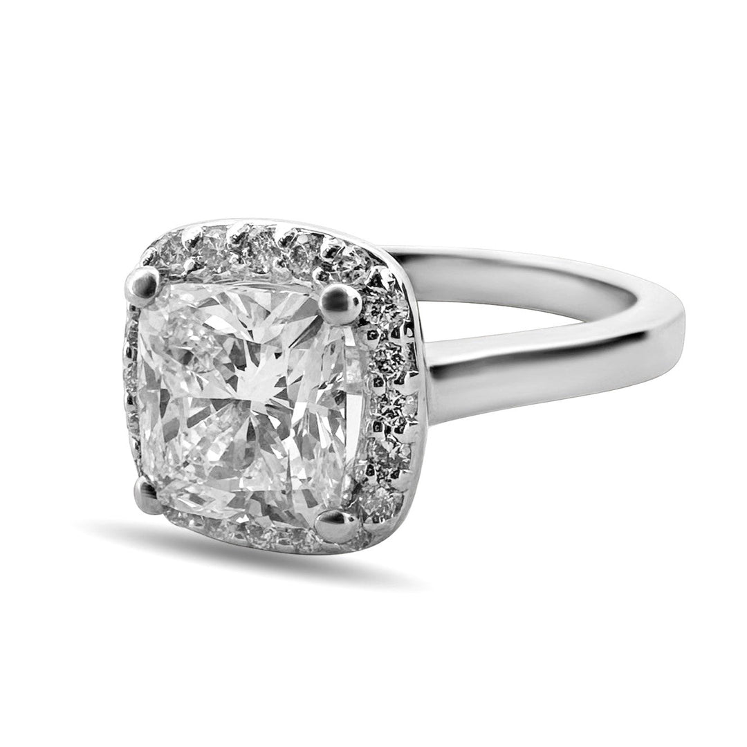GIA Graded 1.53cts Cushion Cut Natural Diamond Halo Engagement Ring in 14k White Gold