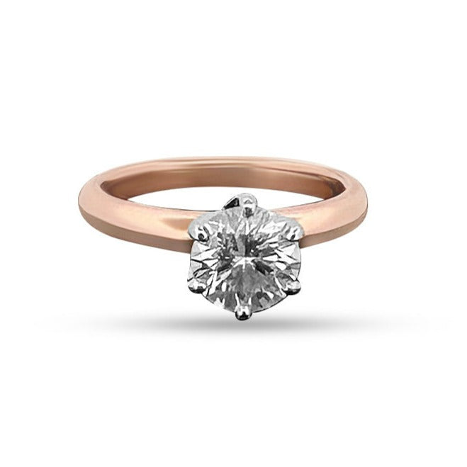 14K Rose Gold 1.08 Round Brilliant Diamond Solitaire Engagement Ring