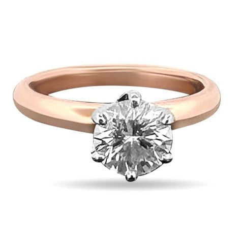GIA Graded 1.08cts Round Brilliant Natural Diamond Solitaire Engagement Ring in 14k Rose Gold