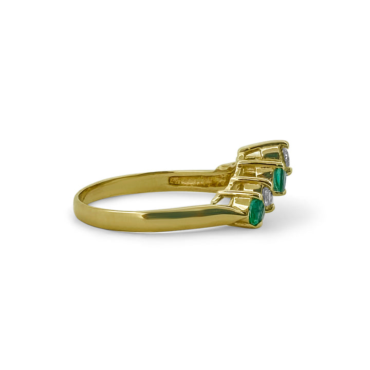 Emerald and Diamond Ring in 10K Yellow Gold