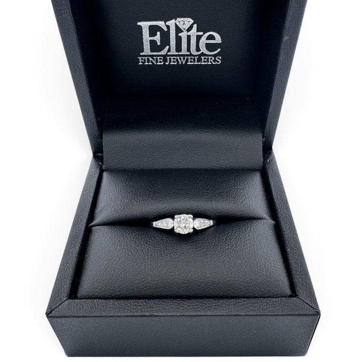 Vintage 0.41ct Round Brilliant Center & Single Cut Natural Diamond Engagement Ring in Platinum