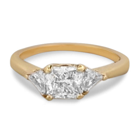 EGL Graded 1.33ctw Radiant Cut With Triangle Sides Natural Diamond Engagement Ring in 18k Yellow Gold