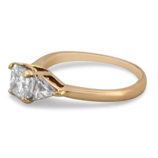 EGL Graded 1.33ctw Radiant Cut With Triangle Sides Natural Diamond Engagement Ring in 18k Yellow Gold