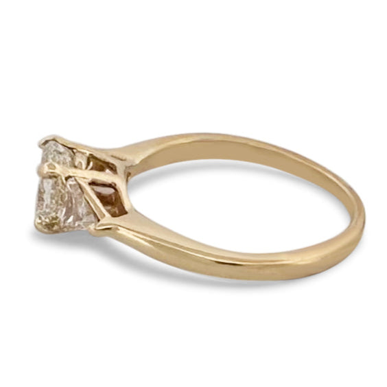 EGL Graded 1.33ctw Radiant Cut With Triangle Sides Natural Diamond Engagement Ring in 18k Yellow Gold
