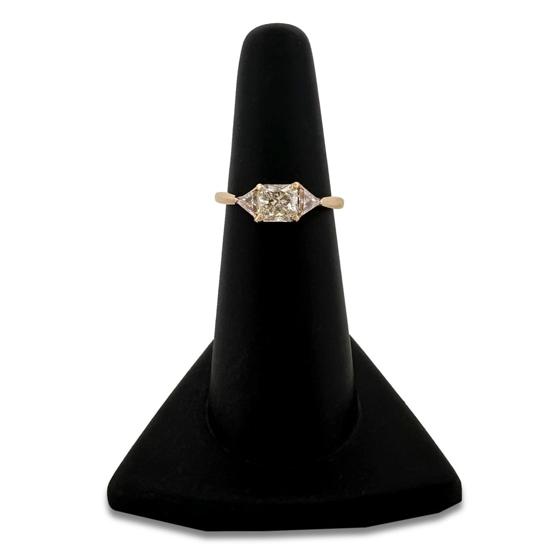 EGL Graded 1.33ctw Radiant Cut With Triangle Sides Natural Diamond Engagement Ring in 18k Yellow Gold