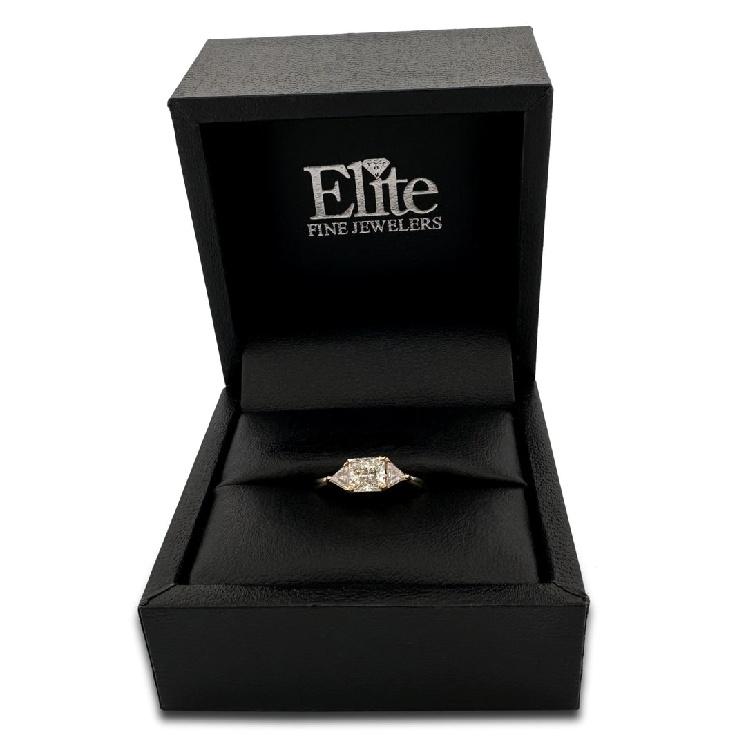 EGL Graded 1.33ctw Radiant Cut With Triangle Sides Natural Diamond Engagement Ring in 18k Yellow Gold