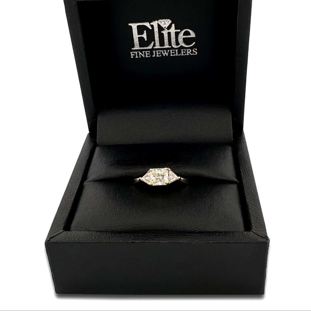 EGL Graded 1.32ctw Radiant Cut With Triangle Sides Natural Diamond Engagement Ring in 18k Yellow Gold