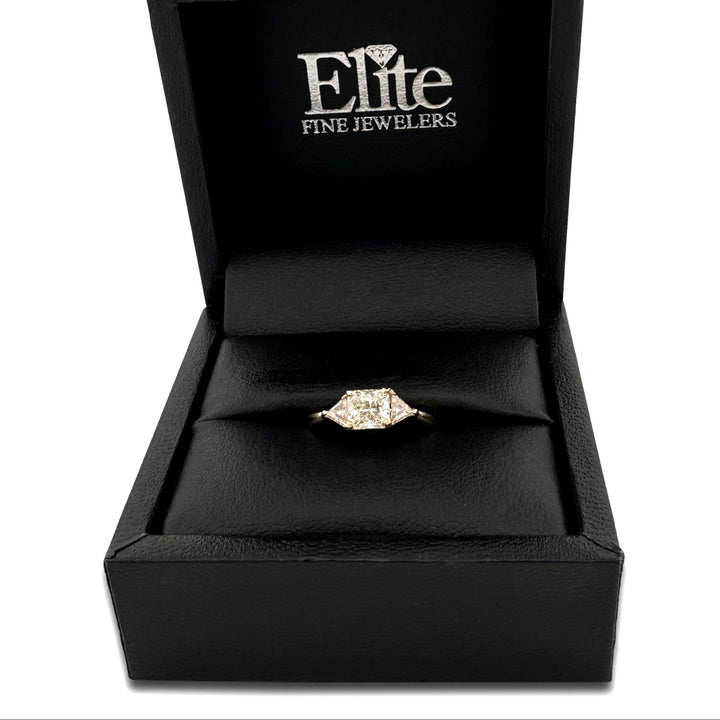 EGL Graded 1.32ctw Radiant Cut With Triangle Sides Natural Diamond Engagement Ring in 18k Yellow Gold