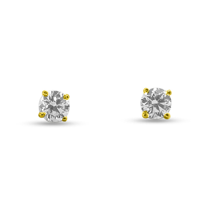 EGL Graded 1.23ctw Round Brilliant Natural Diamond Stud Earrings in 14k Yellow Gold