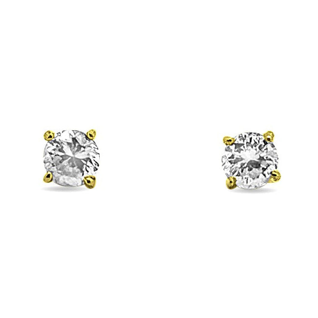 1.55ctw Round Brilliant Natural Diamond Stud Earrings in 14k Yellow Gold