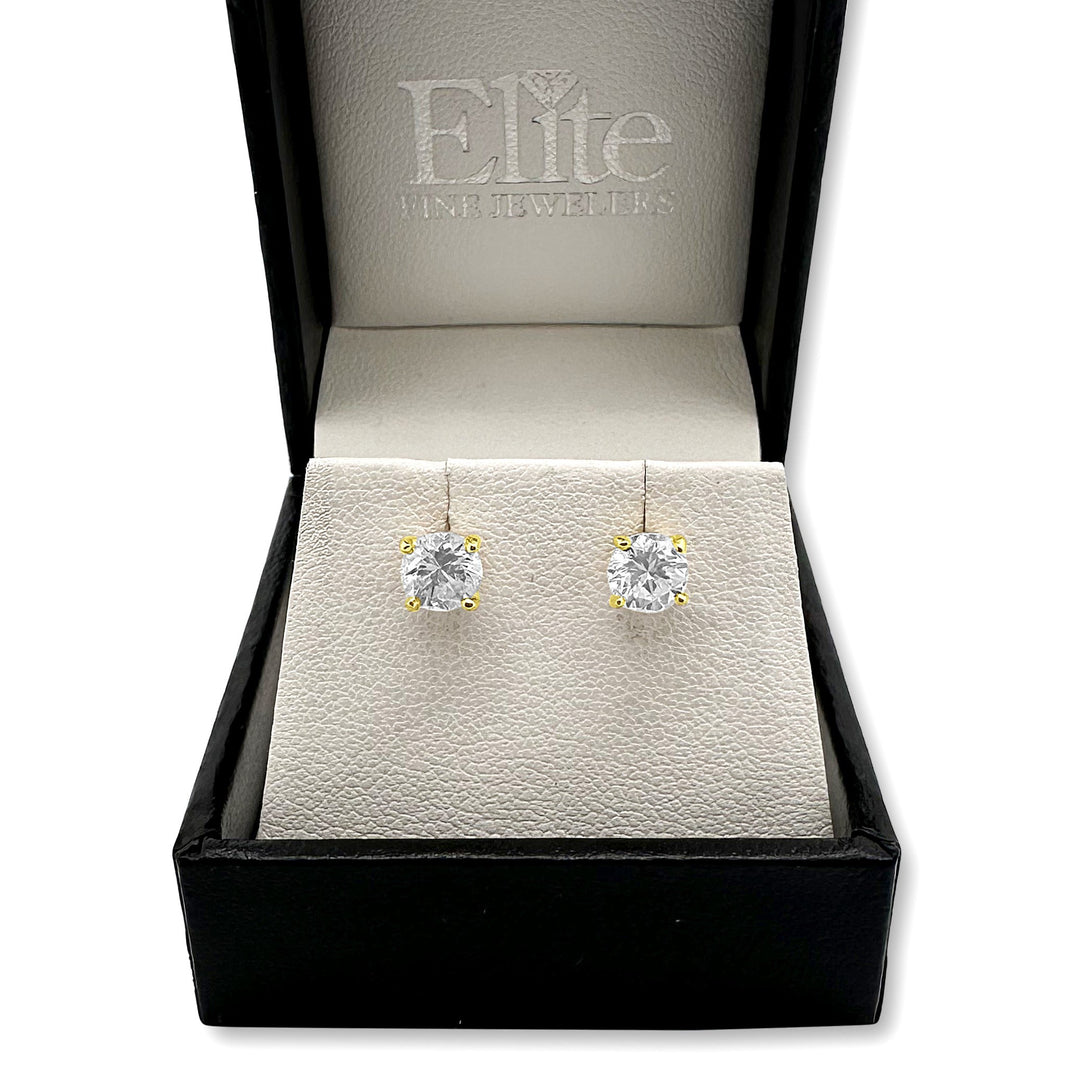 1.55ctw Round Brilliant Natural Diamond Stud Earrings in 14k Yellow Gold