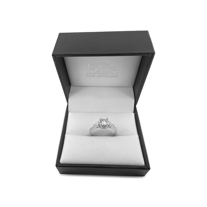 1.27ctw Round Brilliant With Pear Sides Natural Diamond Engagement Ring in 14k White Gold