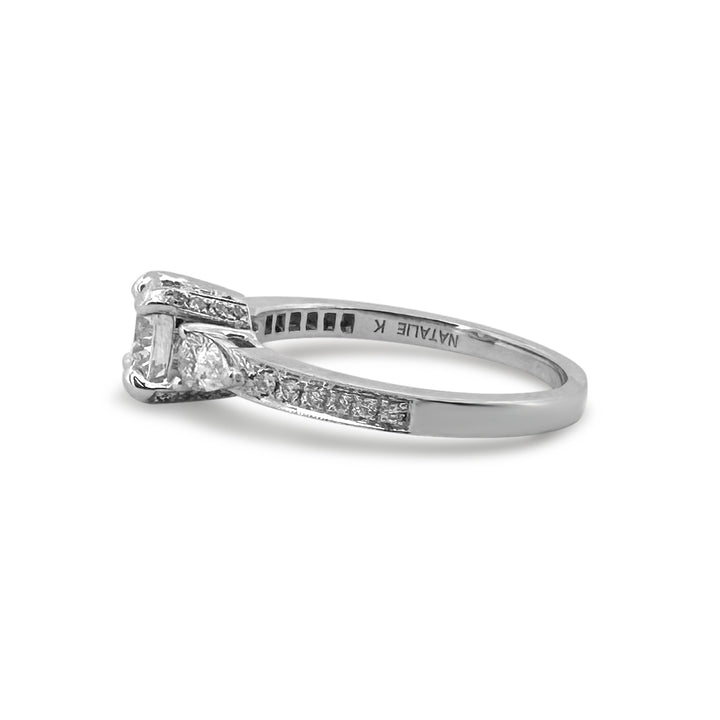 1.27ctw Round Brilliant With Pear Sides Natural Diamond Engagement Ring in 14k White Gold