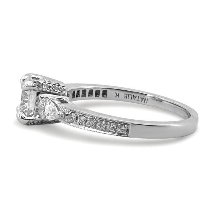 1.27ctw Round Brilliant With Pear Sides Natural Diamond Engagement Ring in 14k White Gold