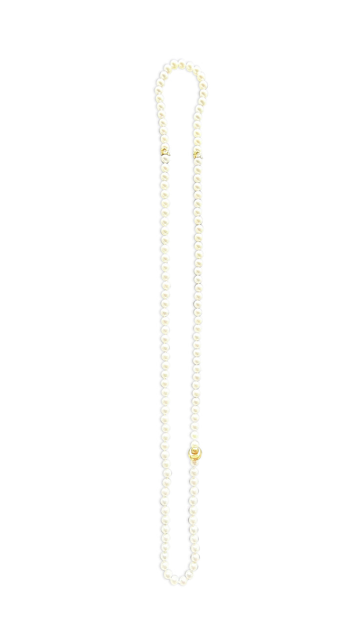 Cultured Pearl and Diamond Convertible Necklace & Bracelet Set in 18k Yellow Gold