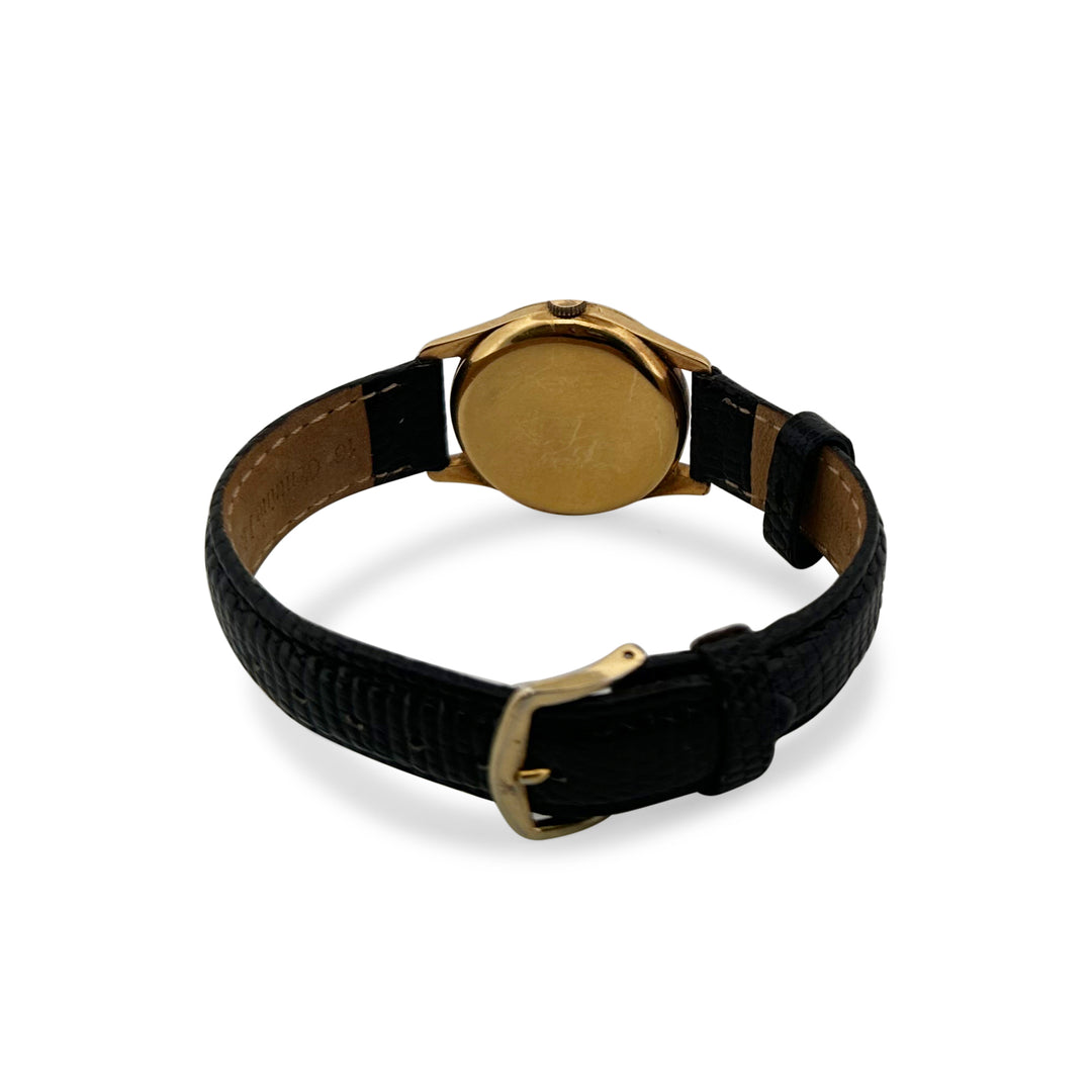 Vintage 18k Yellow Gold 31mm IWC Black Strap Watch