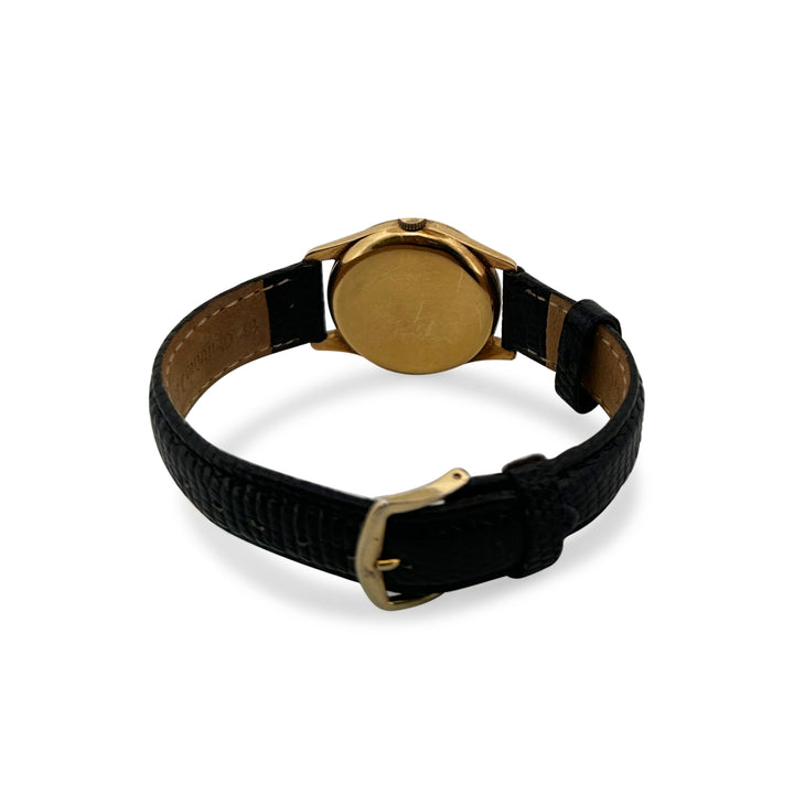 Vintage 18k Yellow Gold 31mm IWC Black Strap Watch