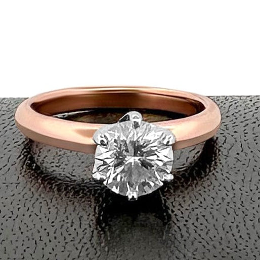 GIA Graded 1.08cts Round Brilliant Natural Diamond Solitaire Engagement Ring in 14k Rose Gold