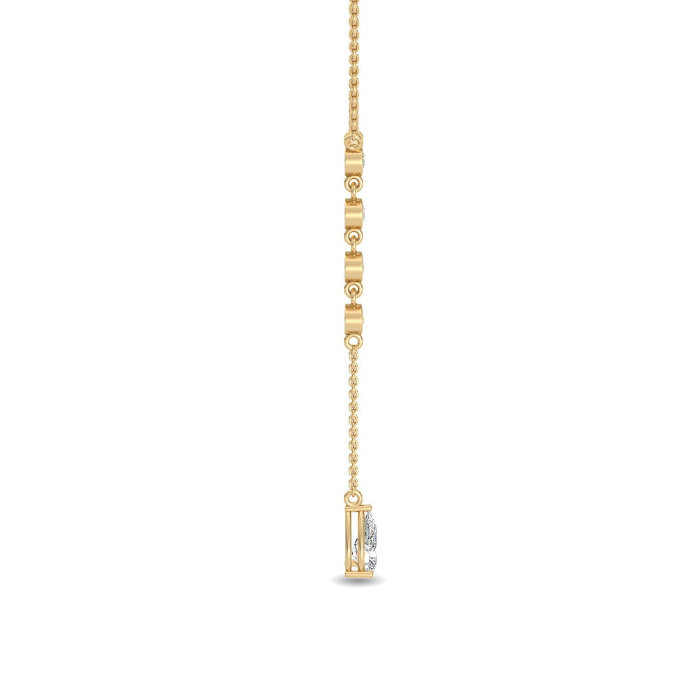 0.75ctw Pear & Round Brilliant Lab-Grown Diamond "Y" Dangle Pendant Necklace in 14k Yellow Gold