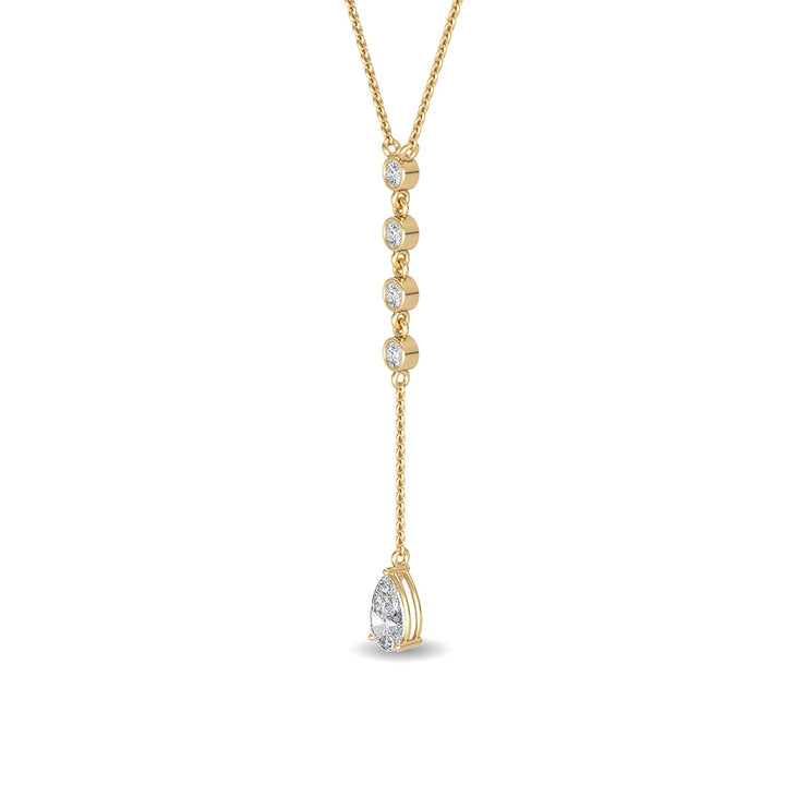 0.75ctw Pear & Round Brilliant Lab-Grown Diamond "Y" Dangle Pendant Necklace in 14k Yellow Gold