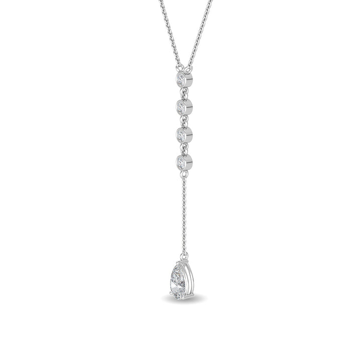 0.75ctw Pear & Round Brilliant Lab-Grown Diamond "Y" Dangle Pendant Necklace in 14k White Gold